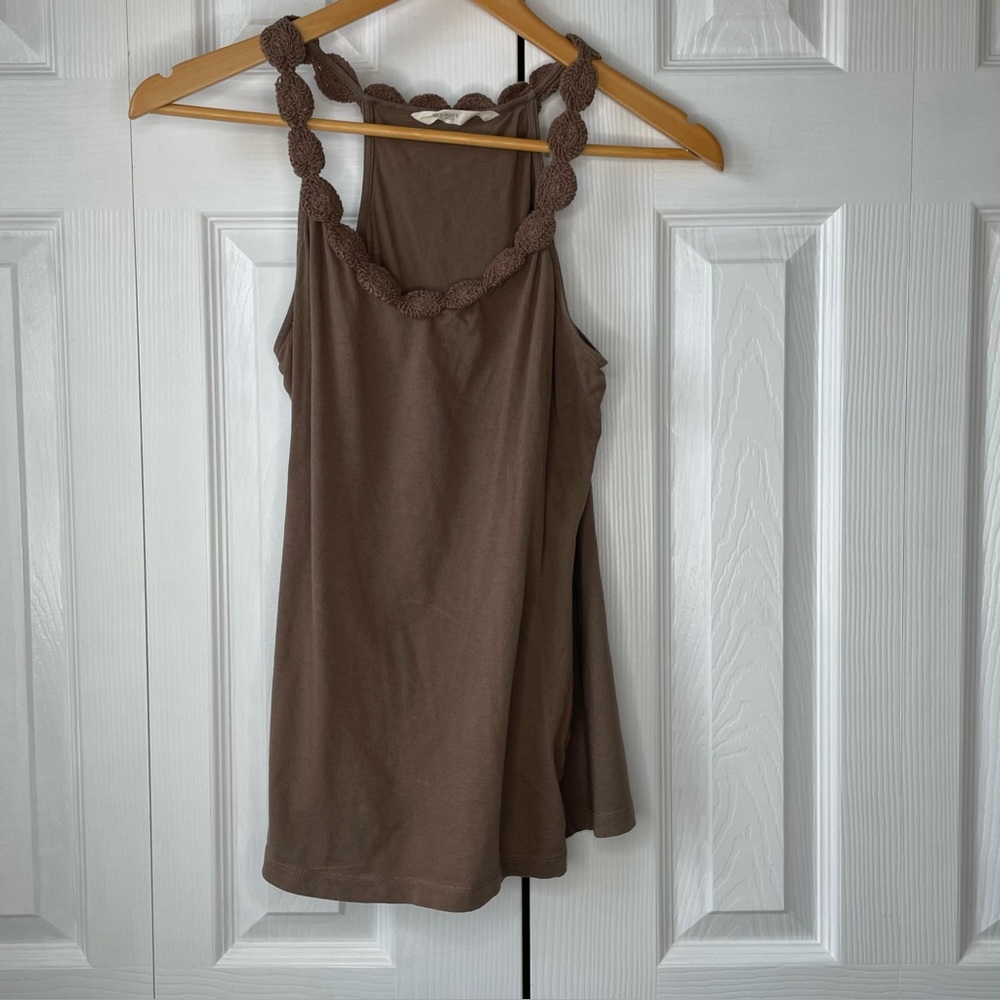 Old Navy brown sleeveless Tank top  Embroidered‎ Floral design Womens S